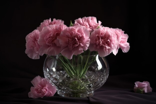 Pink carnation vase Generate Ai