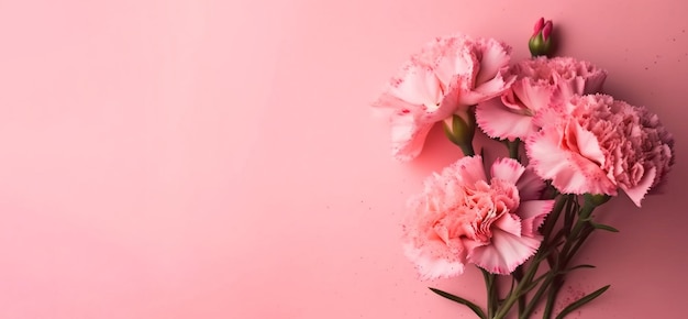 Pink carnations on a pink background