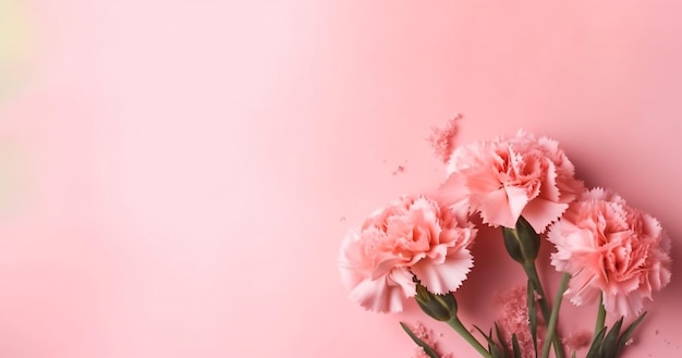 Pink carnations on a pink background