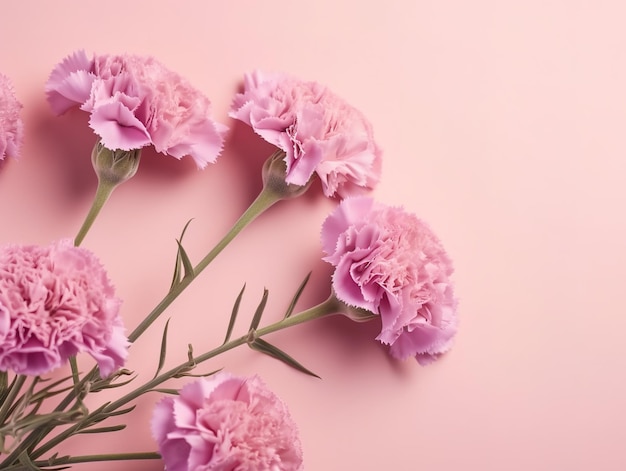 Pink carnations on a pink background