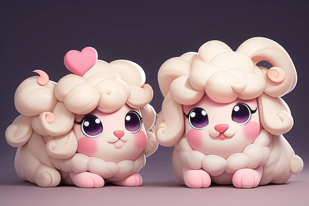 Photo pink cartoon animal sheep icon anime game character animal wallpaper background