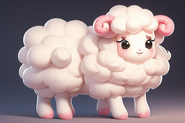 Pink cartoon animal sheep icon anime game character animal wallpaper background