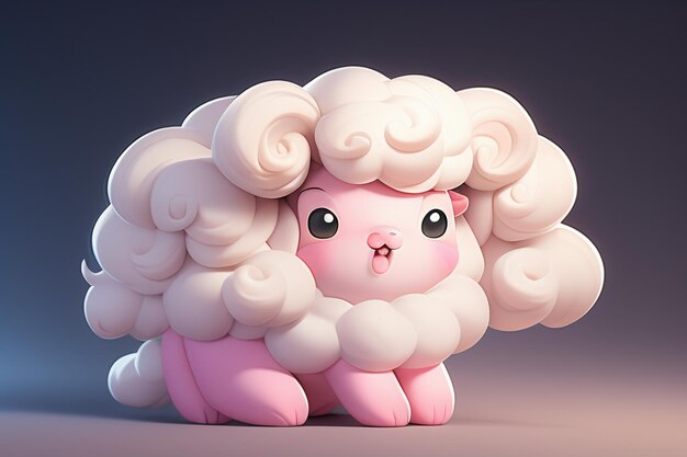 Pink cartoon animal sheep icon anime game character animal wallpaper background