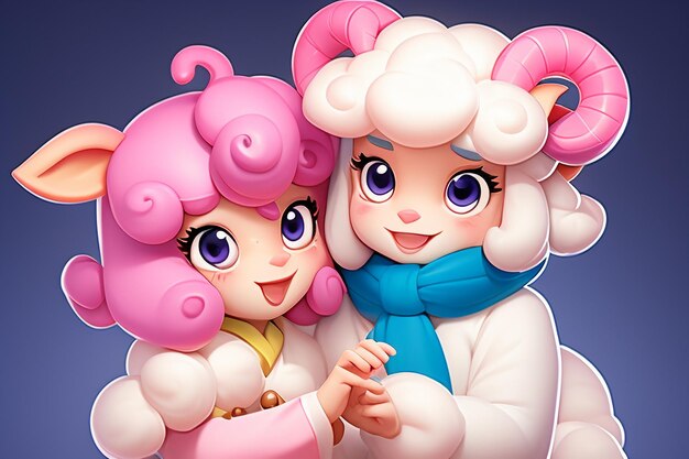 Pink cartoon animal sheep icon anime game character animal wallpaper background