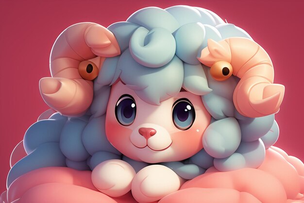 Pink cartoon animal sheep icon anime game character animal wallpaper background