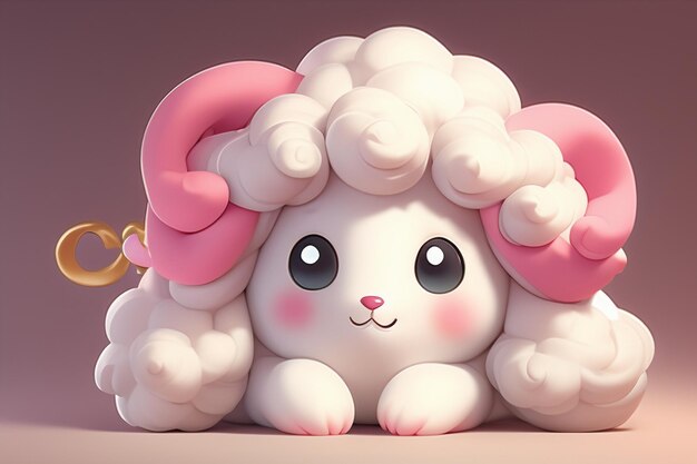 Pink cartoon animal sheep icon anime game character animal wallpaper background