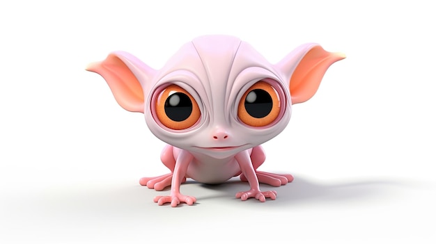 a pink cartoon character with big eyes and a black eye.