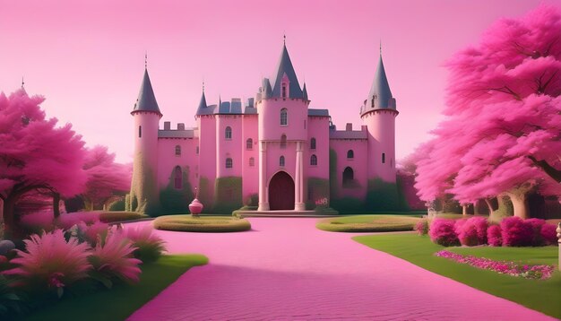 Photo pink castle castle grounds