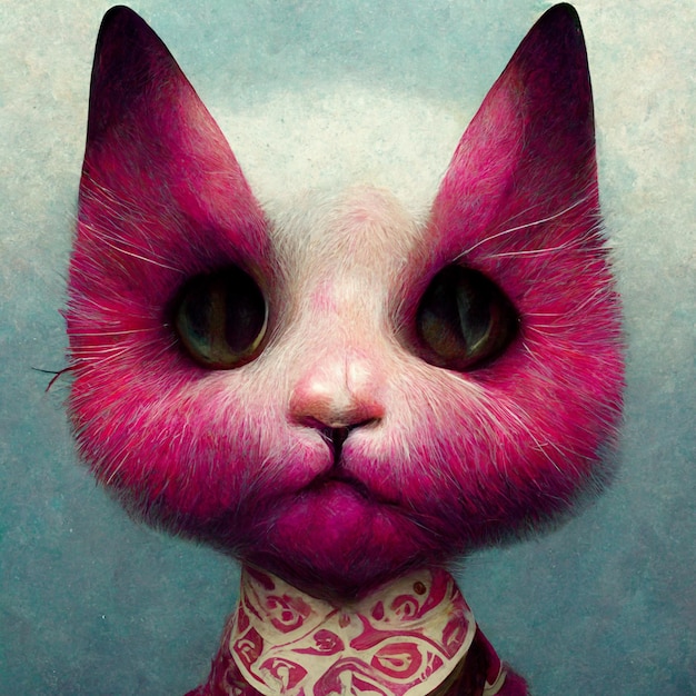 Pink cat avatar portrait illustration cute cat