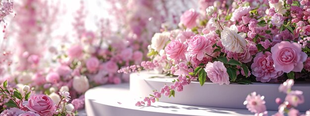 pink catwalk and pink flowers