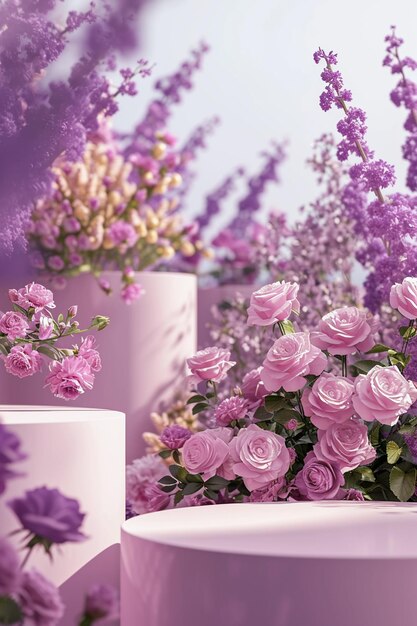 pink catwalk and pink flowers