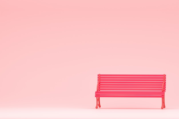 Pink chairs on concrete wall pink pastel color , 3D Render.