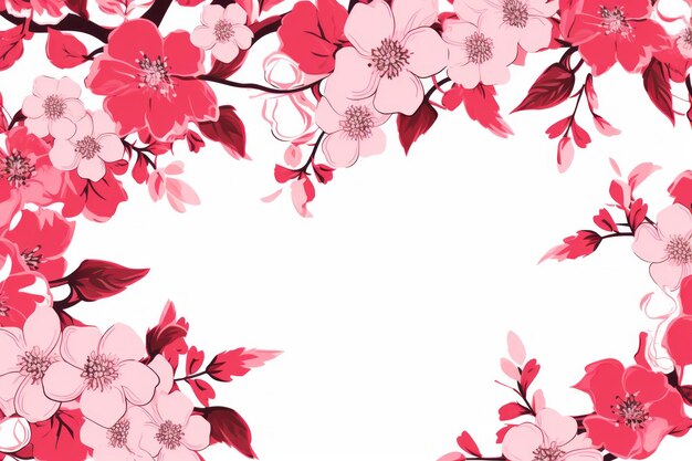 Pink cherry blossom background with white space for text