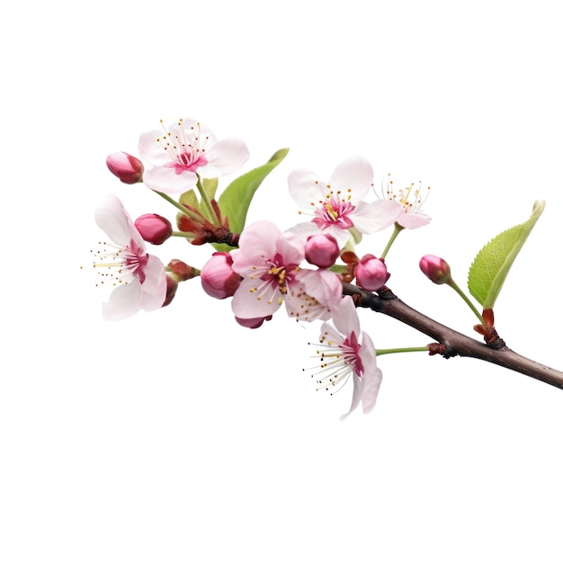 在透明的背景上孤立的粉红色<unk>花树枝 在春天开花的树 PNG 生成人工智能