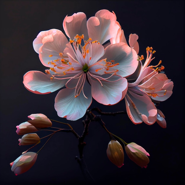 Pink Cherry Blossom Illustratie gemaakt door generatieve AI-technologie
