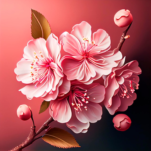 Pink Cherry Blossom Illustratie gemaakt door generatieve AI-technologie