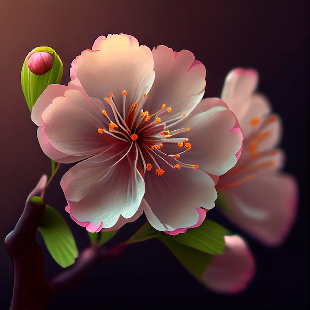 Pink Cherry Blossom Illustration created by Generative AI technology