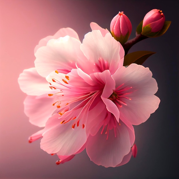 Pink Cherry Blossom Illustration created by Generative AI technology