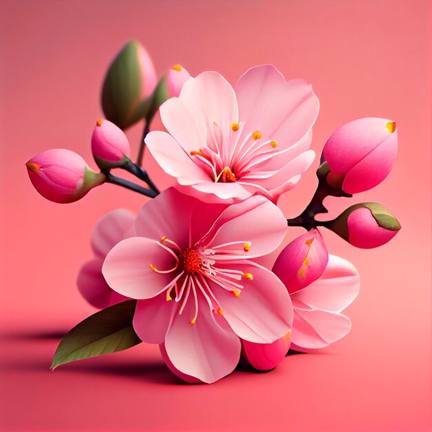 Pink Cherry Blossom Illustration created by Generative AI technology