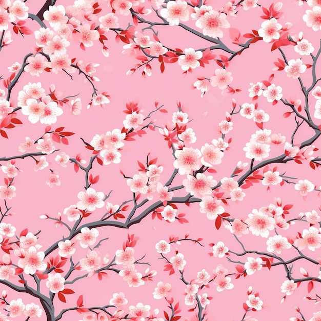 ピンクの背景にピンクの桜模様。