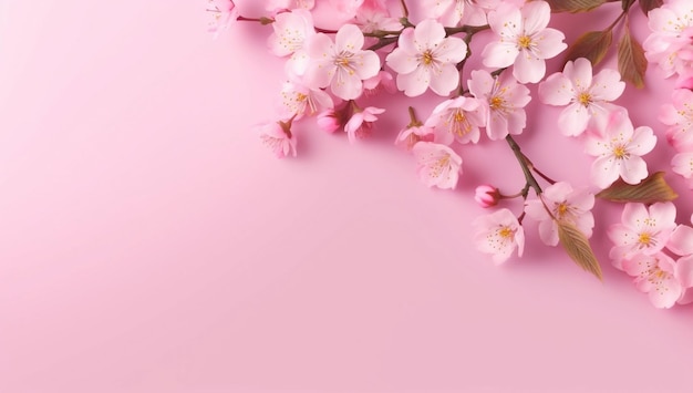 Pink cherry blossom on a pink background