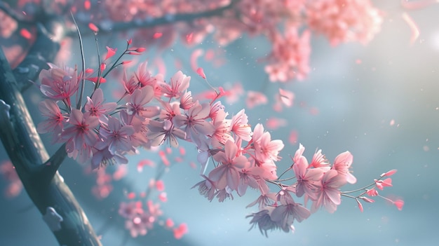 Pink Cherry Blossom Tree in Full Bloom