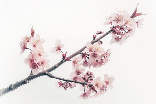 白い背景のピンクの桜の花