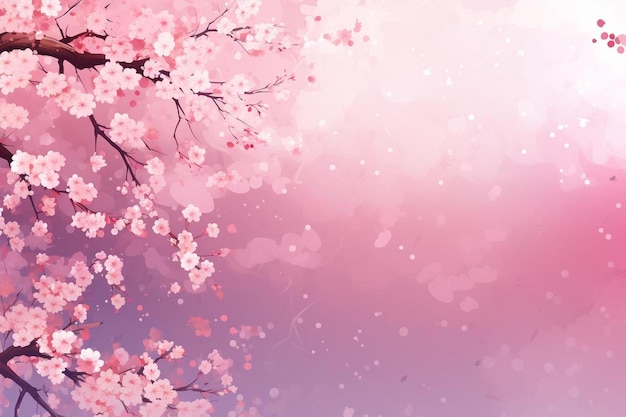 Pink cherry blossoms on a pink background