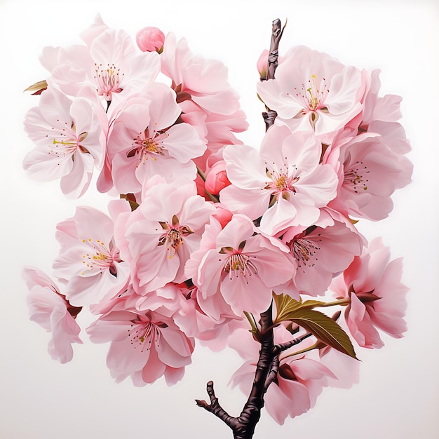 розовые вишневые цветы на белом фоне