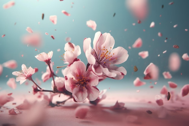 Pink cherry flowers Generate Ai