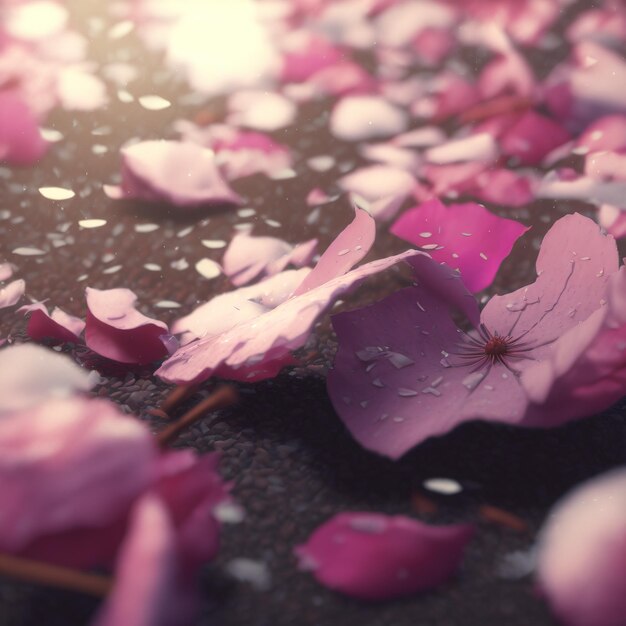 Pink cherry petals ai render