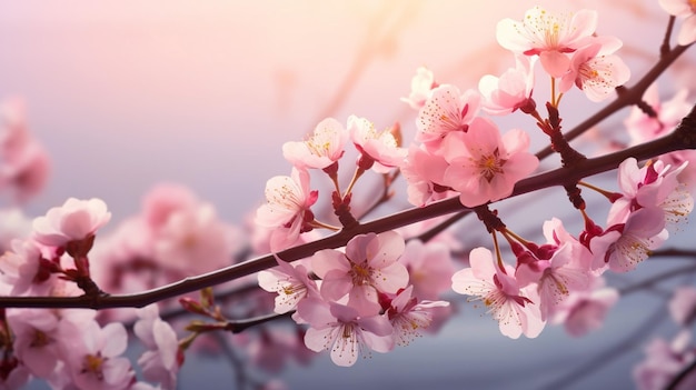 Pink Cherry Tree Blossom Flowers Blooming in Spring