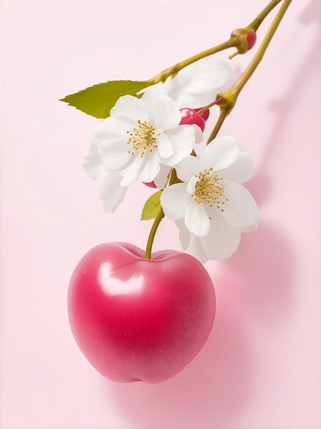 Pink cherry in white background