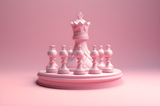 A pink chess piece with the word queen on it