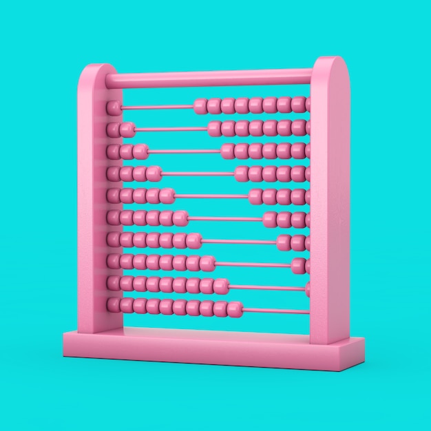 Pink Children Toy Brain Development Abacus in Duotone stijl op een blauwe achtergrond. 3D-rendering