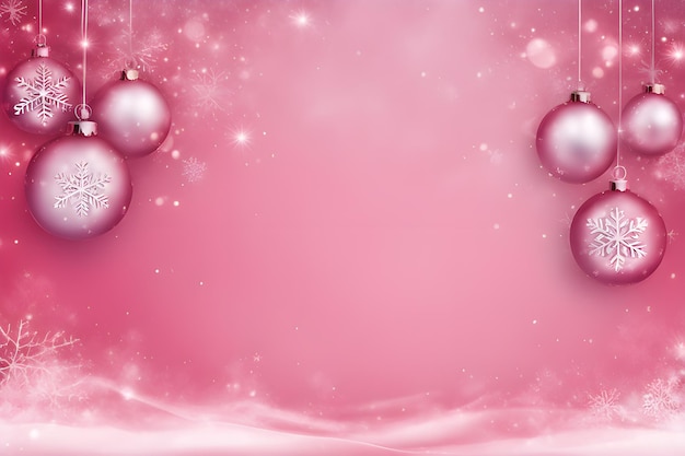 Pink Christmas balls on a string on a light pink pastel background photo Playground AI platform