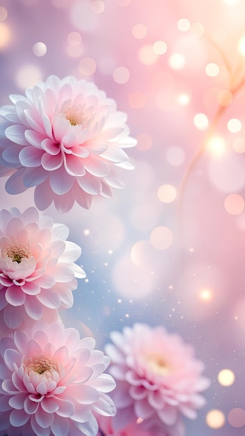 Photo pink chrysanthemum flowers on bokeh background