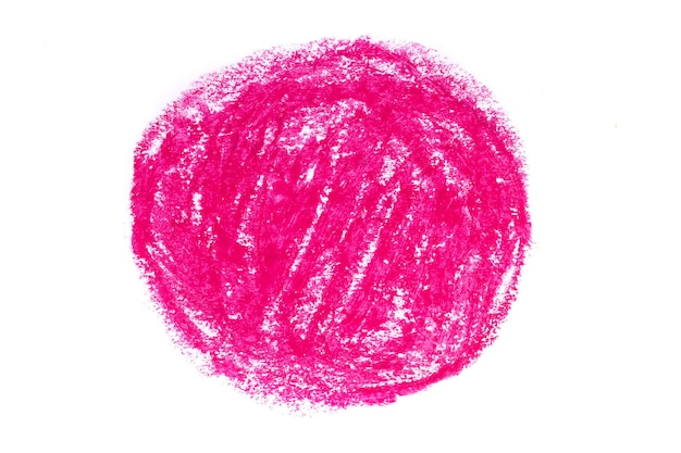 Cerchio rosa disegnato con matita ad olio isolato su sfondo bianco. foto di alta qualità