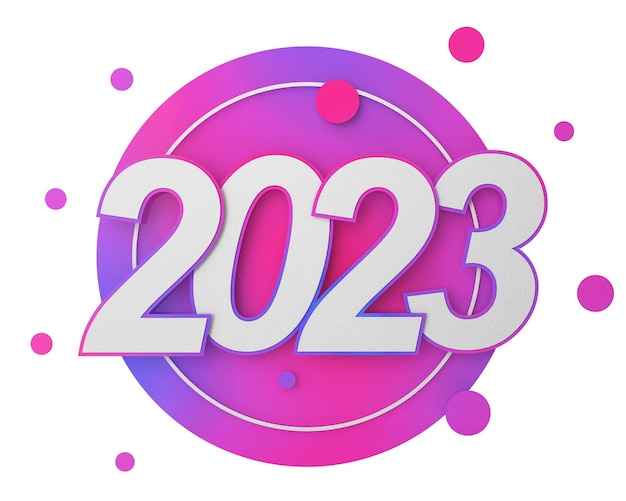 숫자 2023이 적힌 분홍색 원.