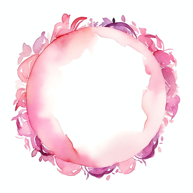 Photo pink circular frame design digital art watercolor simple