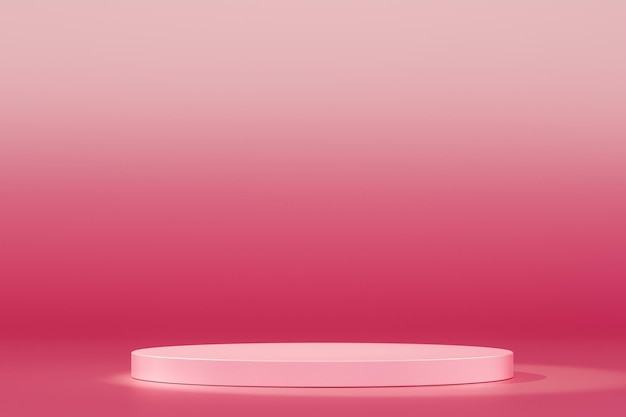 Pink circular podium pink studio background platform for
showing product empty podium or pedestal display on pink background
with stand concept