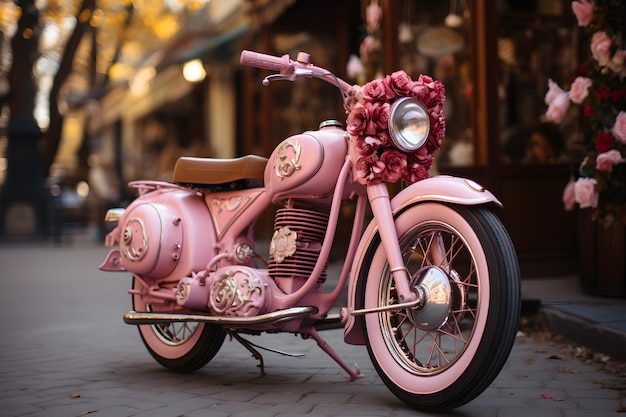 pink classic bike Generative AI