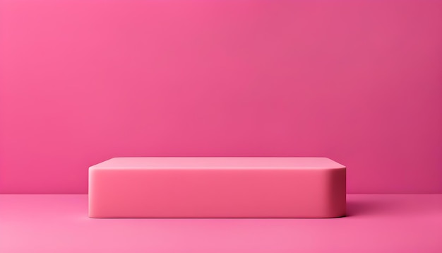 Pink Clay Solid podium Display Block on bright pink background