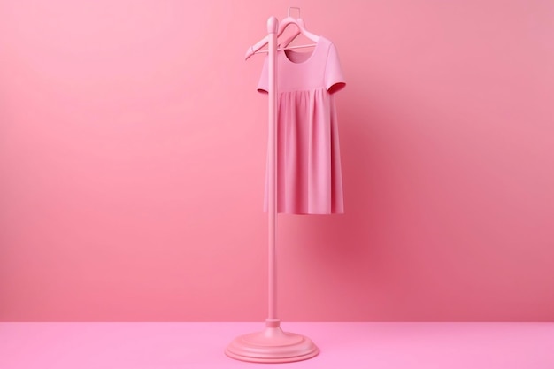 Pink Clothes Rack on Pink Background Generative AI