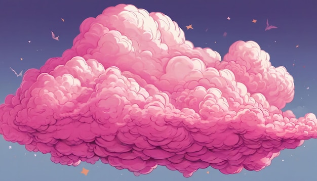 ピンクの雲マルティスタイル コミックピクセルアート アニメヴィンテージ3D