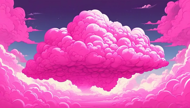 Pink cloud multy styles comic book pixel art cartoon anime vintage 3d