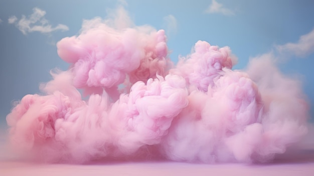 A pink cloud of smoke is in the air