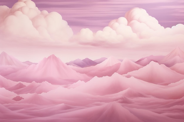 Pink clouded sky with mountains