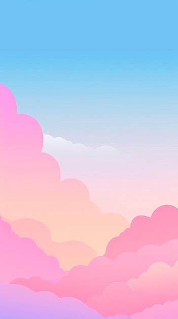 Pink clouds on a blue sky background