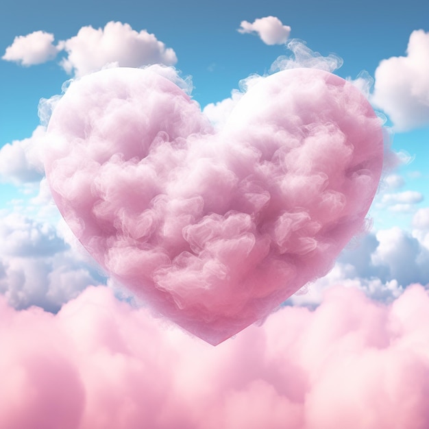 ハートの形のピンクの雲